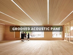 Painel acústico com ranhuras ecológicas e elegantes para o Teatro da Igreja do Auditório