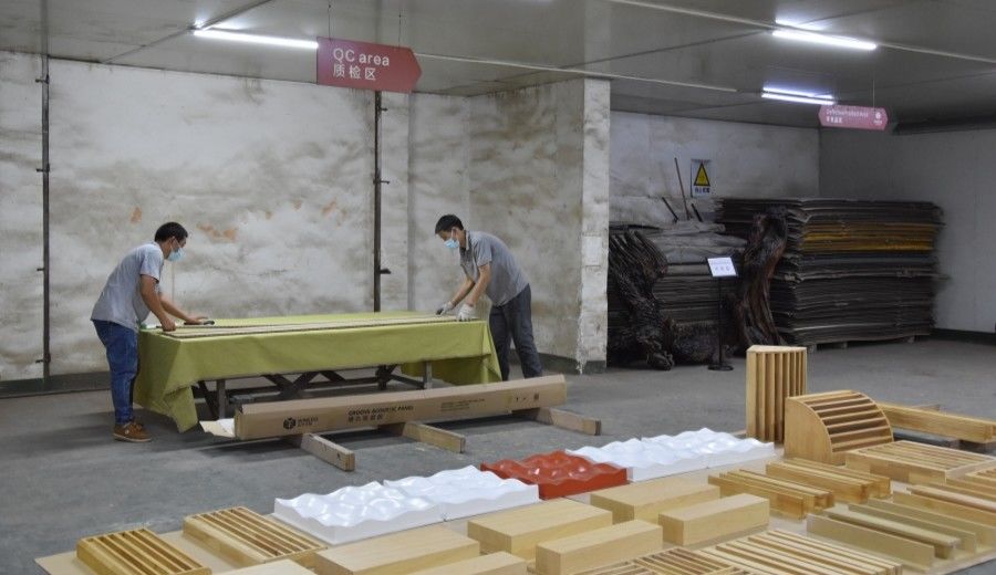 Guangzhou Wuyang Yiguan Acoustic Materials Co., Ltd. linha de produção do fabricante
